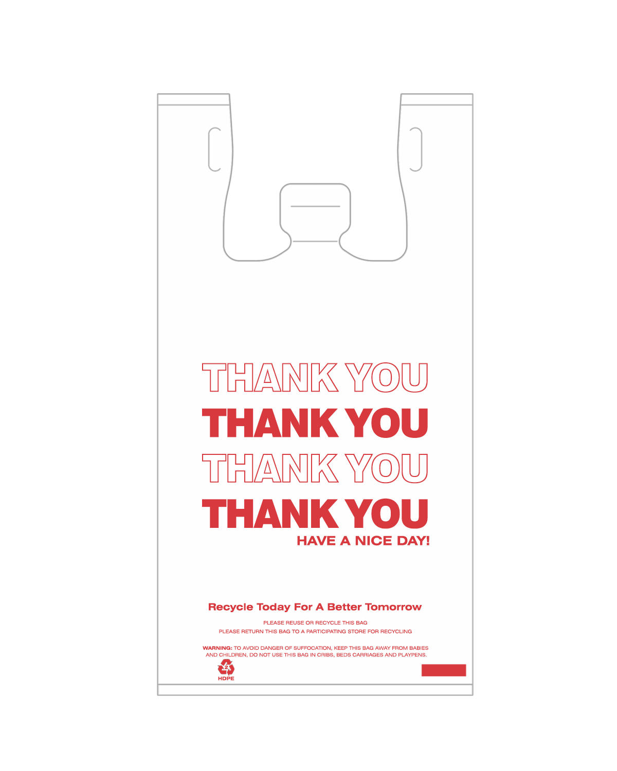 THANK YOU To Go Bags 22 x 12 x 6 1/2 White Plastic Shopping Bags 1/6 Bags
