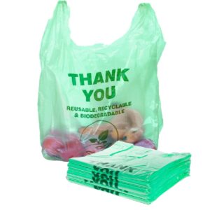 Biodegradable Thank You T-Shirt Bags Green