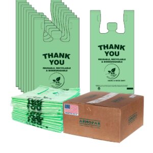 Eco Thank You Biodegradable Bag Shopping Bags Retail Restaurant Grocery Store Carry-Out bags, thank you t shirt bags Thank you bags Green