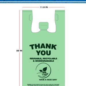 Eco Thank You Biodegradable Bag Shopping Bags Retail Restaurant Grocery Store Carry-Out bags, thank you t shirt bags Thank you bags Green